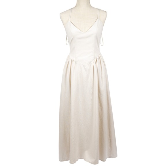 Seven Wonders Maxi Dress S Sleeveless V Neck Cream Cocktail Party With Flaws - Picture 1 of 11